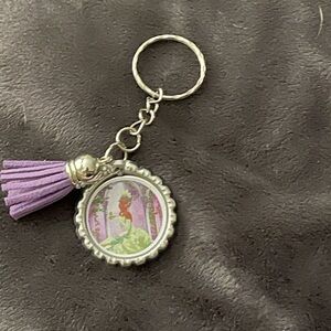 Purple Tassel Keychain with Silver Accents